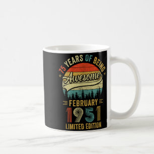 Vintage februari 1951 Gamla 75-årsdag män kvinnor  Kaffemugg