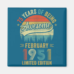 Vintage februari 1951 Gamla 75-årsdag Män Kvinnor Magnet