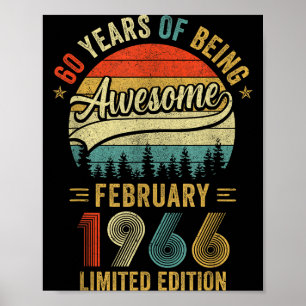 Vintage februari 1966 Gamla 60-årsdag Män Kvinnor Poster