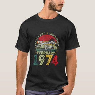 Vintage februari 1974 50 år gammal 50:e födelsedag t shirt