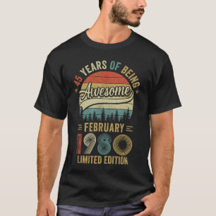 Vintage februari 1980 45 år gammal 45 dagar t shirt