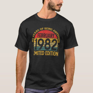 Vintage februari 1982 40 år gammal 40:e födelsedag t shirt