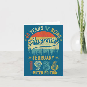 Vintage februari 1986 Gammal 40:e Illustration Kort
