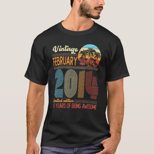 Vintage februari 2014 åttaårsjubileum t shirt (Framsida)