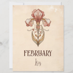 Vintage Februari Iris Art Nouveau Utskrift