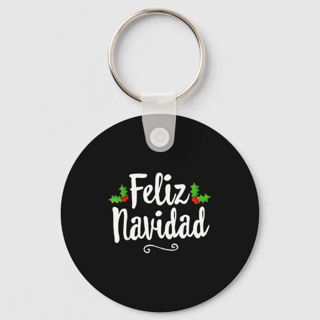 Vintage Feliz Navidad Retro Mexican Christmas Span Nyckelring (Framsida)