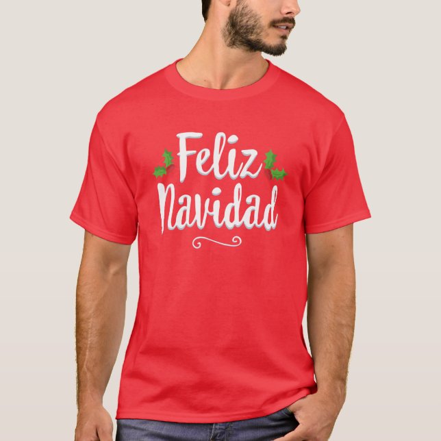 Vintage Feliz Navidad Retro Mexikanska julskalan T Shirt (Framsida)