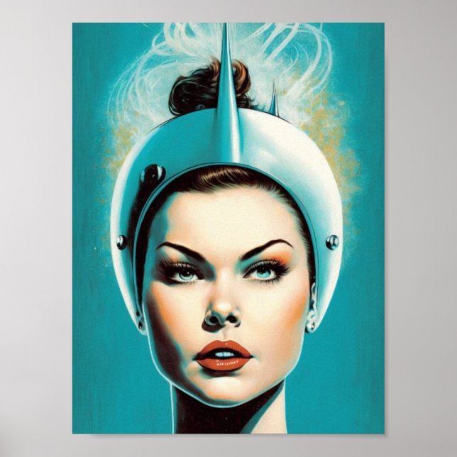 Vintage Female Astronaut Poster (Framsidan)