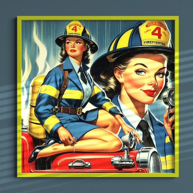 Vintage Female Firefighter Poster (Skapare uppladdad)