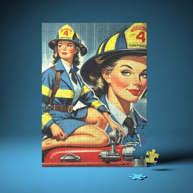 Vintage Female Firefighter Pussel (Skapare uppladdad)