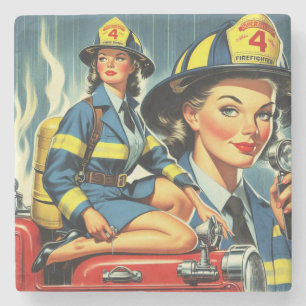 Vintage Female Firefighter Stenunderlägg