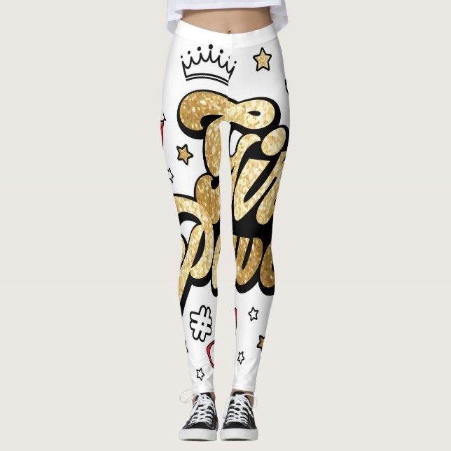 Vintage Feminist Glitter. Leggings (Framsida)