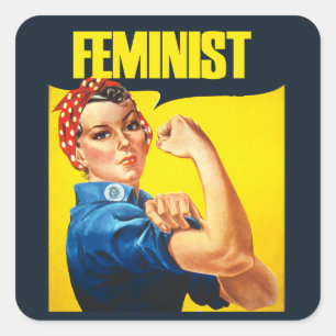Vintage Feminist Rosie Riveter Fyrkantigt Klistermärke