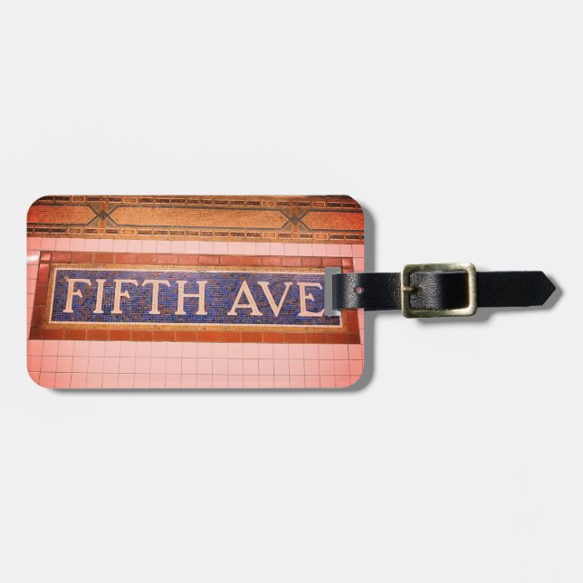 Vintage Femte Avenue Sign - Manhattan, NYC Bagagebricka (Horisontell Framsida)