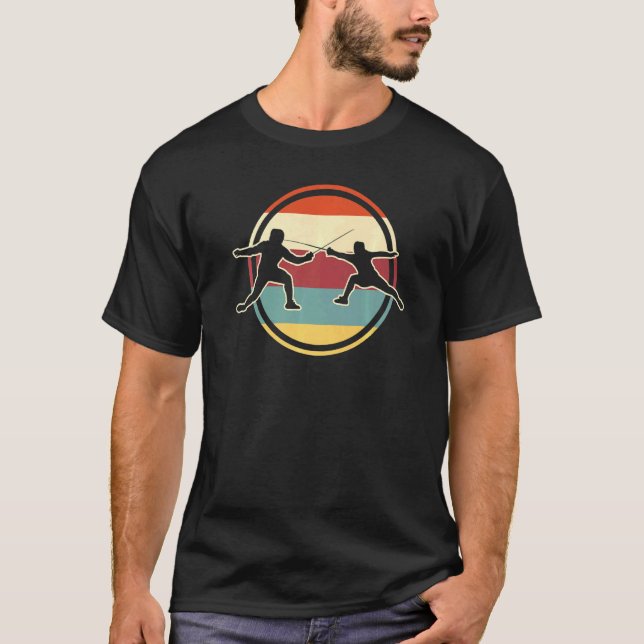 Vintage Fencer för återföringsinställning T Shirt (Framsida)