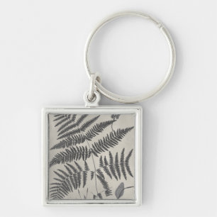 Vintage Ferns Fyrkantig Silverfärgad Nyckelring