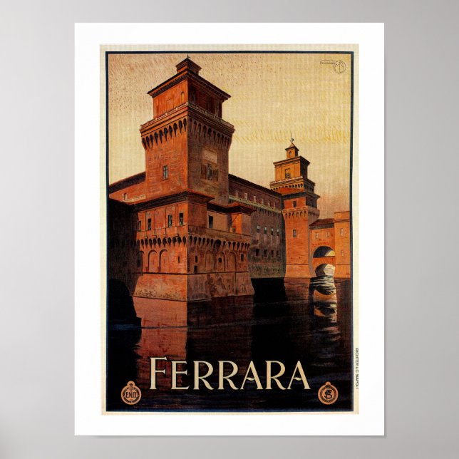 Vintage Ferrara Italienska reseaffisch Poster (Framsidan)