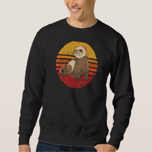 Vintage Ferret Retro Stil Ferret Lång Ärmad Tröja