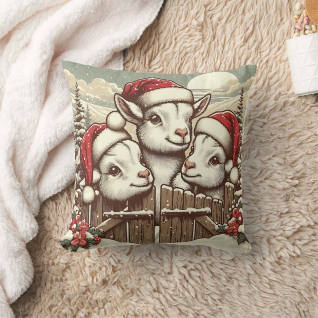 Vintage Festive Peeking-getter Kudde (Filt)