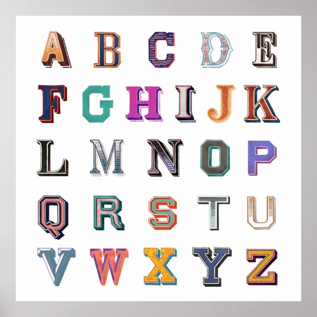 Vintage fet a-z-alfabet poster (Framsidan)