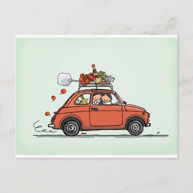 Vintage Fiat 500 Vykort (Framsida)