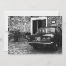 Vintage FIAT-bil i Italien i svartvitt Magnetisk Inbjudningskort
