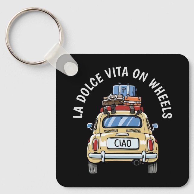 Vintage Fiat-bil Nyckelring (Framsida)