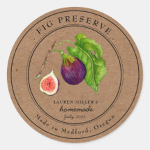 Vintage Fig sylt Kraft papper Round burk etikett