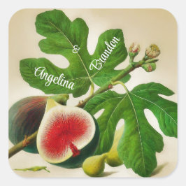 Vintage figs bröllop Personlig Fyrkantigt Klistermärke