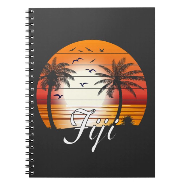 Vintage Fiji Handflatan Träd Sommarbuss Anteckningsbok (Framsidan)