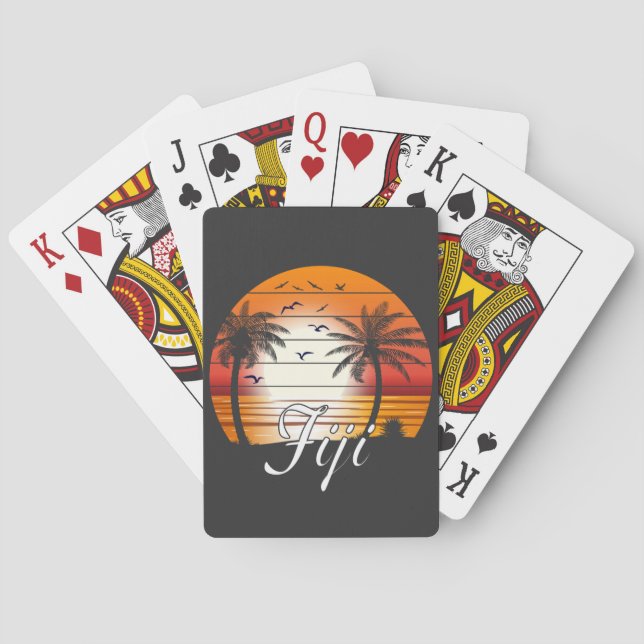 Vintage Fiji Handflatan Träd Sommarbuss Casinokort (Baksidan)