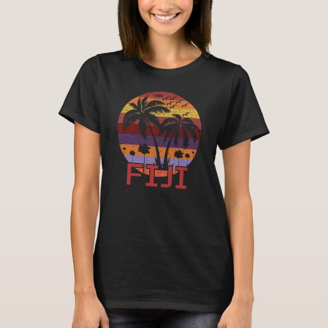 Vintage Fiji Summer Beach Travel T Shirt (Framsida)