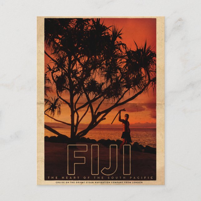 Vintage Fiji Travel Postcard Vykort (Framsida)