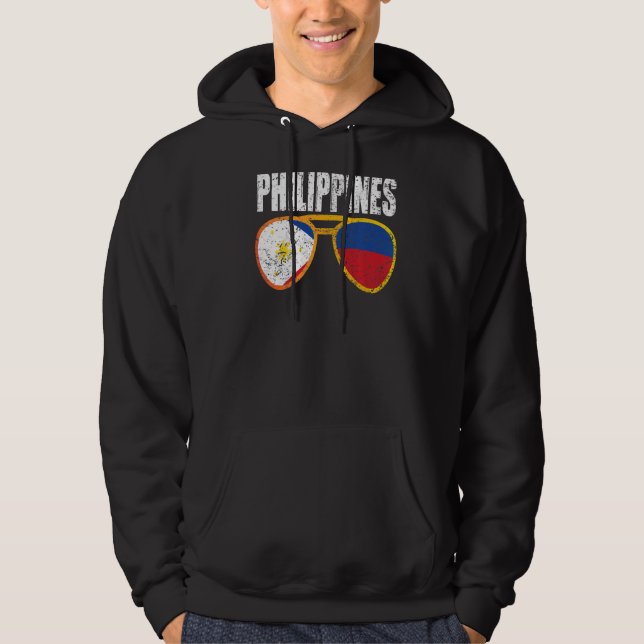 Vintage Filippinerna Filipino Flagga Pride Filippi Hoodie (Framsida)