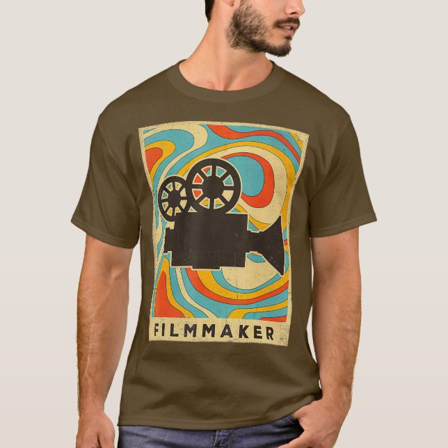 Vintage Filmmaking Retro Poster T Shirt (Framsida)