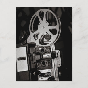 Vintage filmprojektor svart-vit vykort