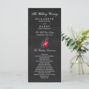Vintage Finare Heart - Chalkboard Bröllop Program