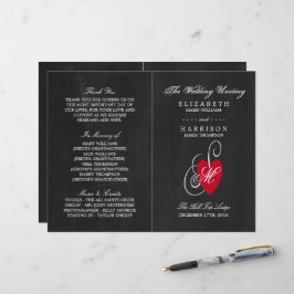 Vintage Finare Heart - Chalkboard Bröllopsprogram