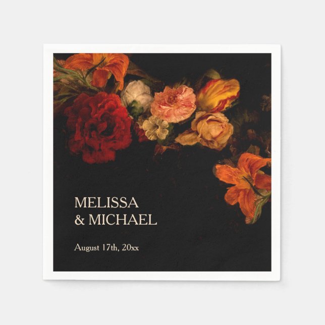 Vintage Fine Art Dark Floral Wedding Pappersservett (Framsidan)