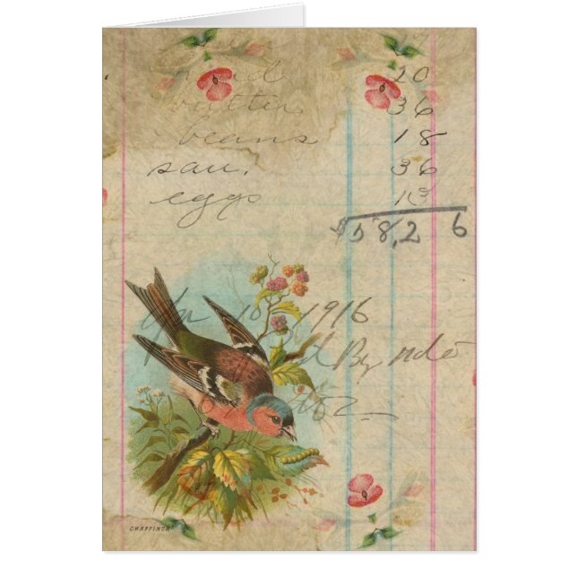 Vintage - fink hälsningskort (Framsidan)