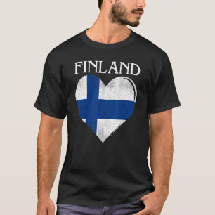 Vintage Finland Flagga Heart T Shirt