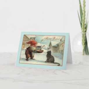 Vintage Finskt Hyvää Joulua-julkort Helgkort