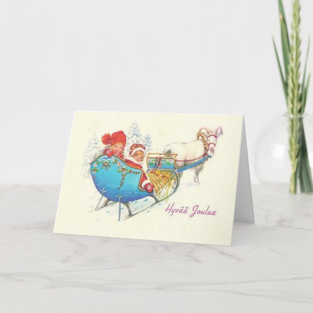 Vintage Finskt Hyvää Joulua-julkort Helgkort (Framsida)