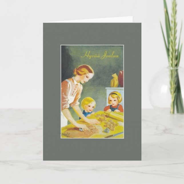 Vintage Finskt Hyvää Joulua-julkort Helgkort (Framsida)