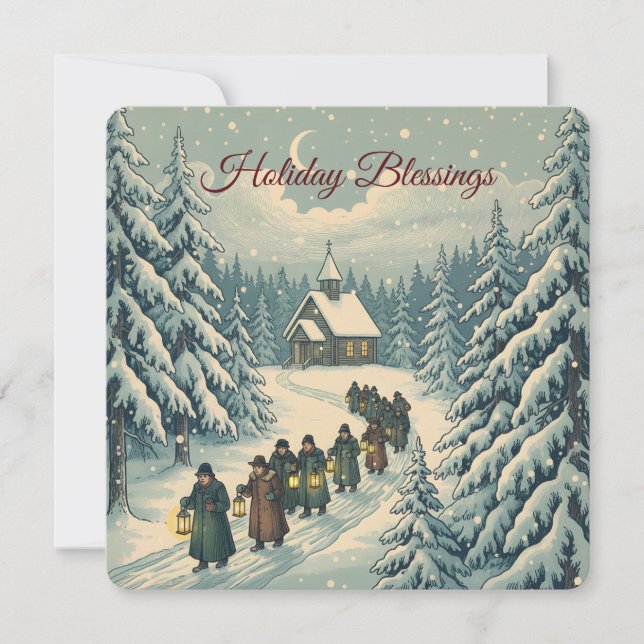 Vintage finskt vinterscen julkort (Framsida)