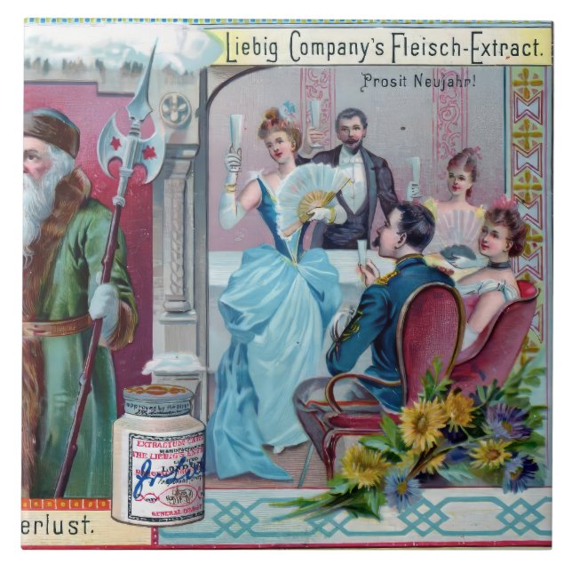 Vintage Firande: Liebig reklam Kakelplatta (Framsidan)