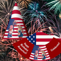Vintage Firar American Flagga och Kids Party Hat