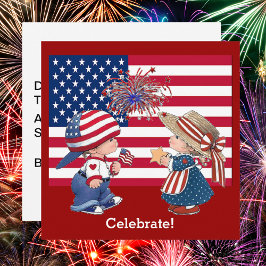 Vintage firar inbjudan till American Flagga Party
