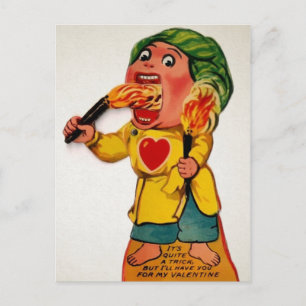 Vintage Fire Eater Alla hjärtans dag Vykort