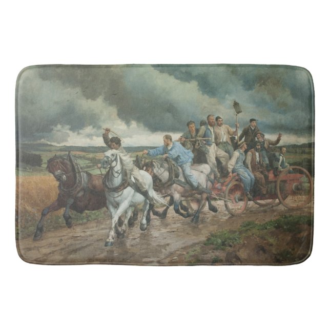 Vintage Fire Engine (av Eugène Burnand) Badrumsmatta (Framsidan)